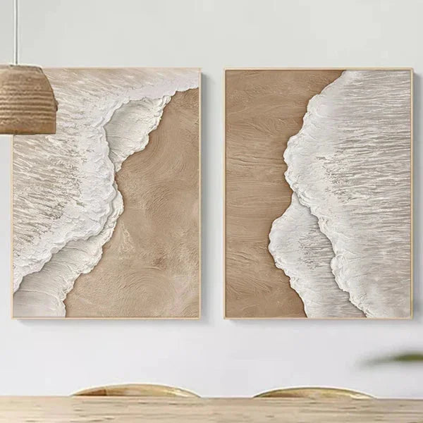 Multicolor Ocean Waves Textured Abstract Wall Art Set Of 2 - Artwallpainting
