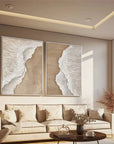 Multicolor Ocean Waves Textured Abstract Wall Art Set Of 2 - Artwallpainting