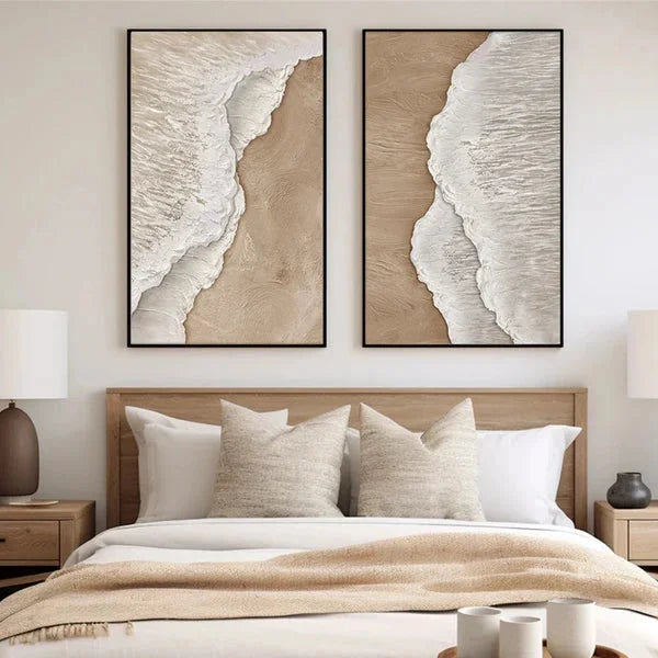 Multicolor Ocean Waves Textured Abstract Wall Art Set Of 2 - Artwallpainting