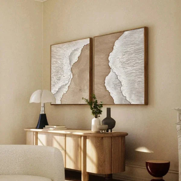 Multicolor Ocean Waves Textured Abstract Wall Art Set Of 2 - Artwallpainting