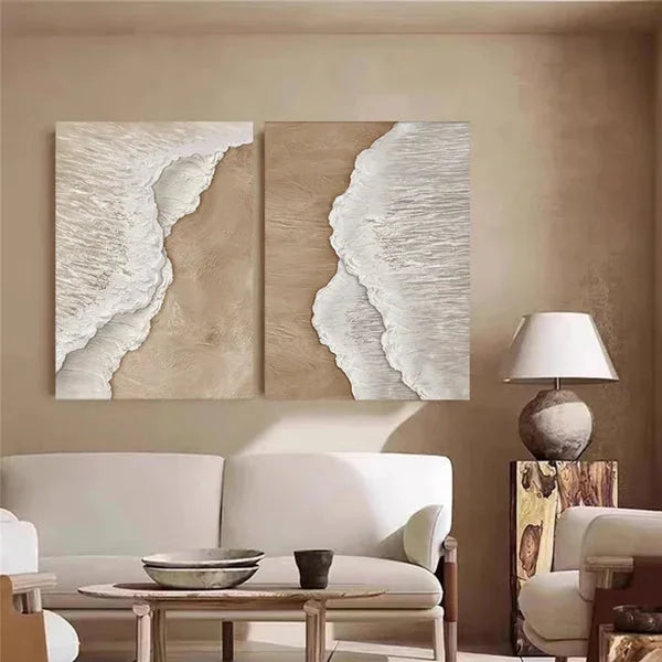 Multicolor Ocean Waves Textured Abstract Wall Art Set Of 2 - Artwallpainting