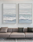 Multicolor Ocean Whisper Dual Panel Textured Seascape Art - Artwallpainting