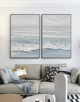 Multicolor Ocean Whisper Dual Panel Textured Seascape Art - Artwallpainting