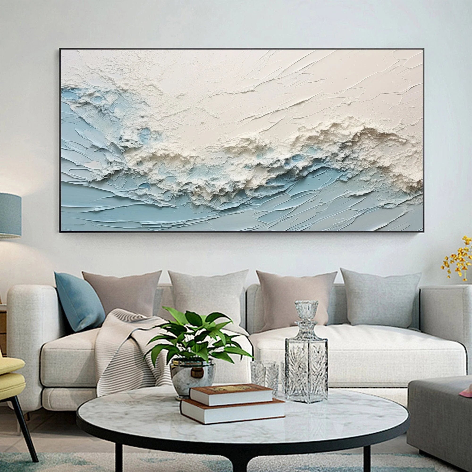 Multicolor Oceanic Serenity - Abstract Textured Wave Wall Art - Artwallpainting