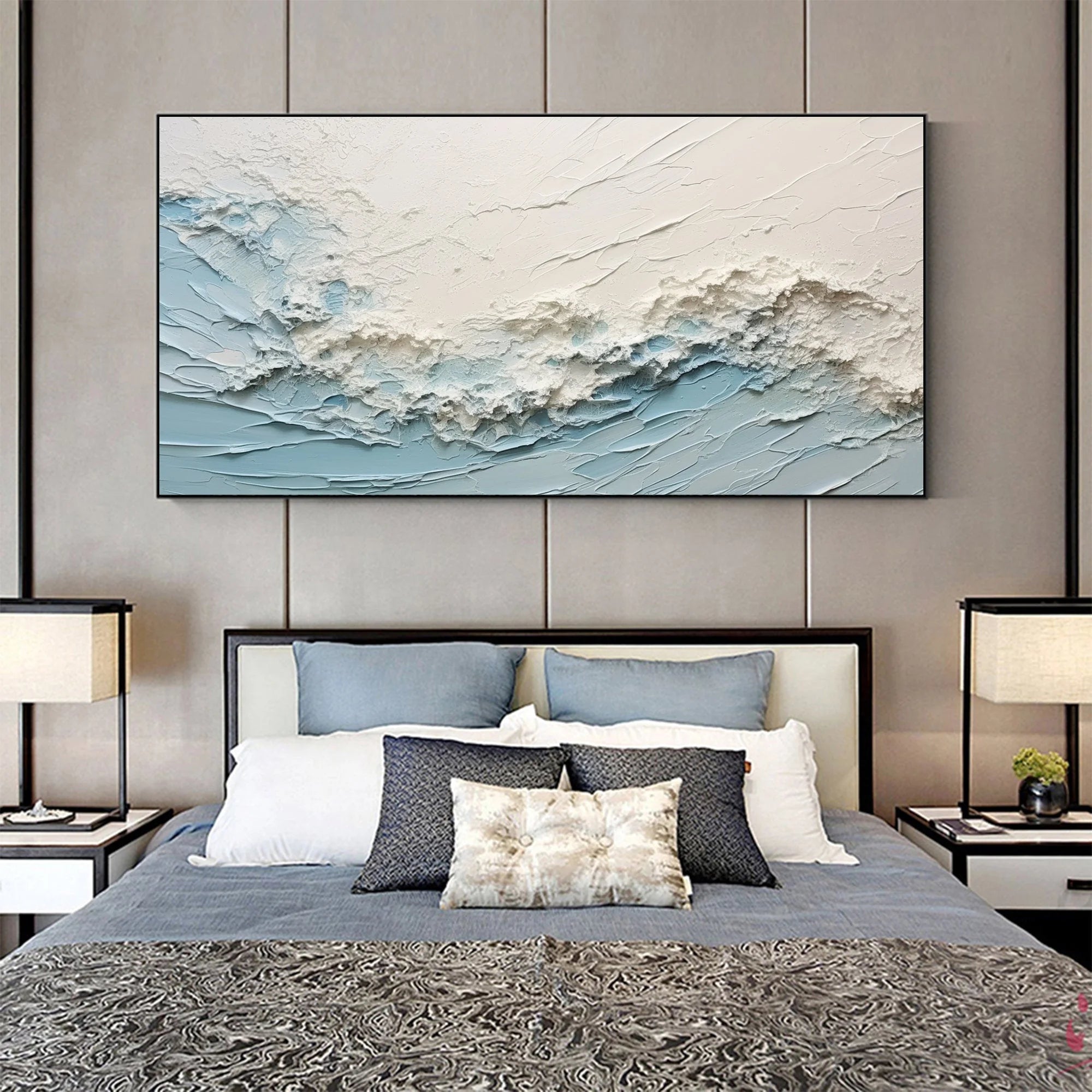 Multicolor Oceanic Serenity - Abstract Textured Wave Wall Art - Artwallpainting