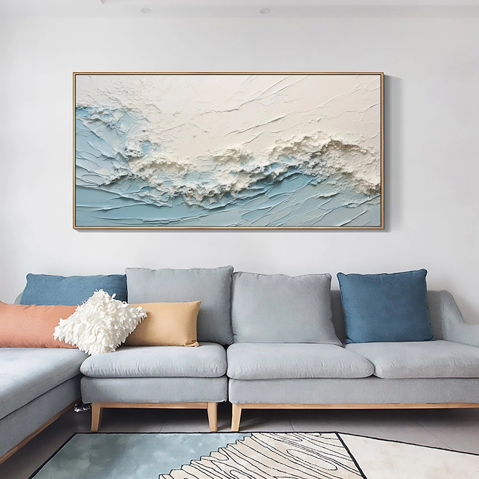 Multicolor Oceanic Serenity - Abstract Textured Wave Wall Art - Artwallpainting