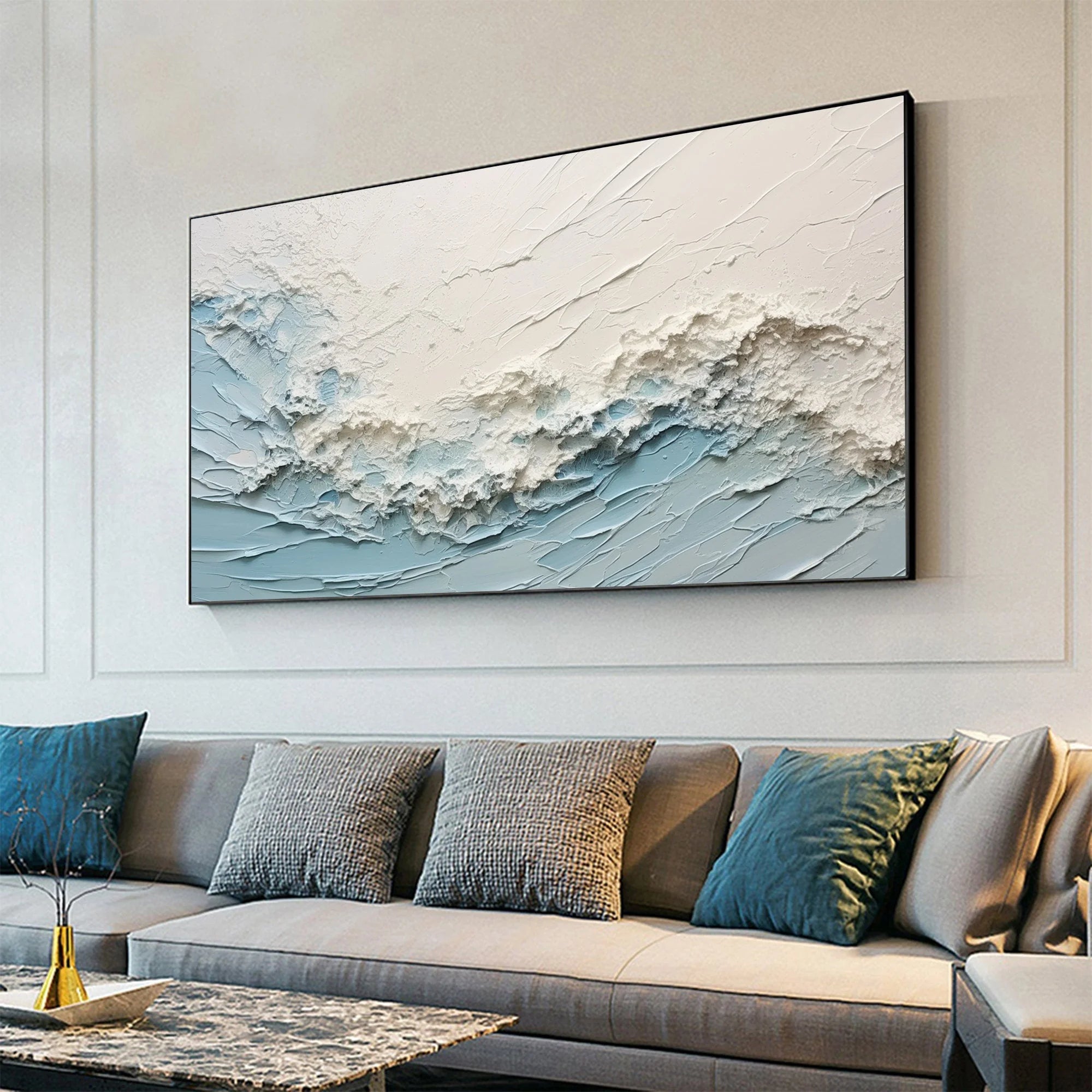 Multicolor Oceanic Serenity - Abstract Textured Wave Wall Art - Artwallpainting