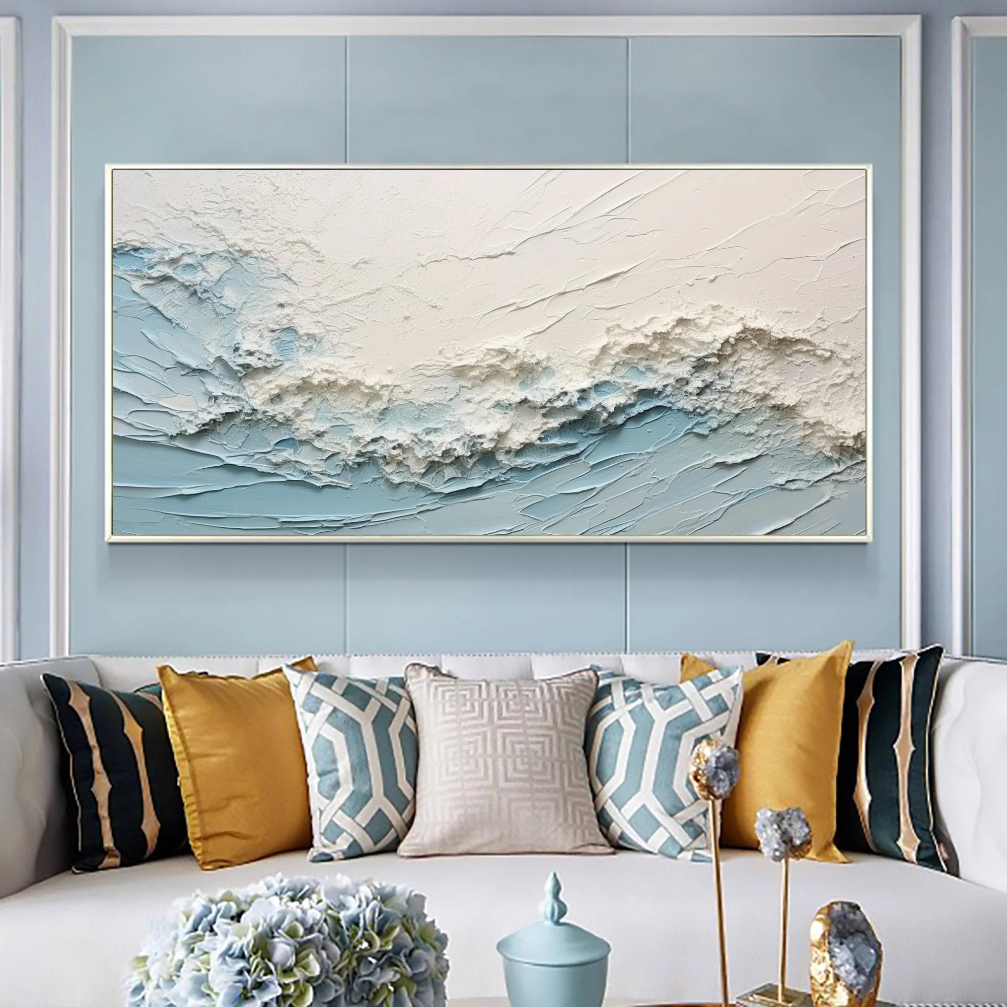 Multicolor Oceanic Serenity - Abstract Textured Wave Wall Art - Artwallpainting