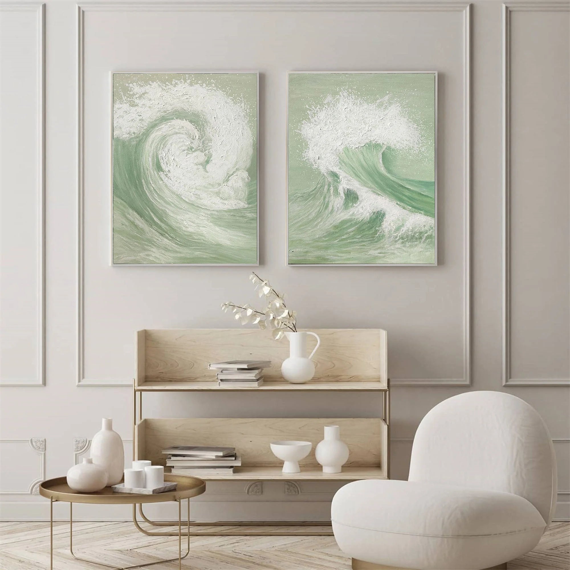 Multicolor Oceanic Symphony - Dual Abstract Wave Canvas Art Set Of 2 - Artwallpainting