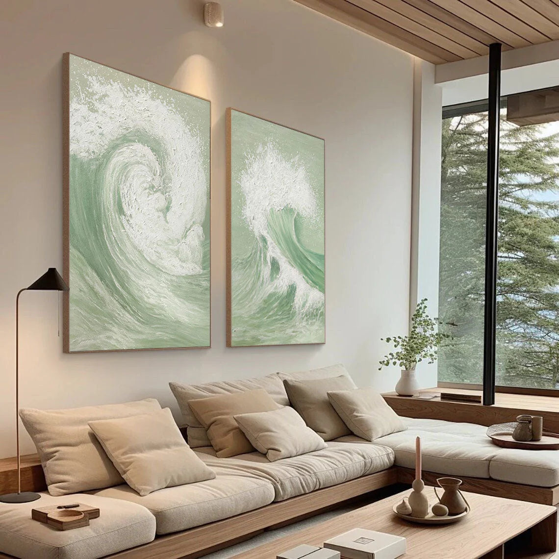 Multicolor Oceanic Symphony - Dual Abstract Wave Canvas Art Set Of 2 - Artwallpainting