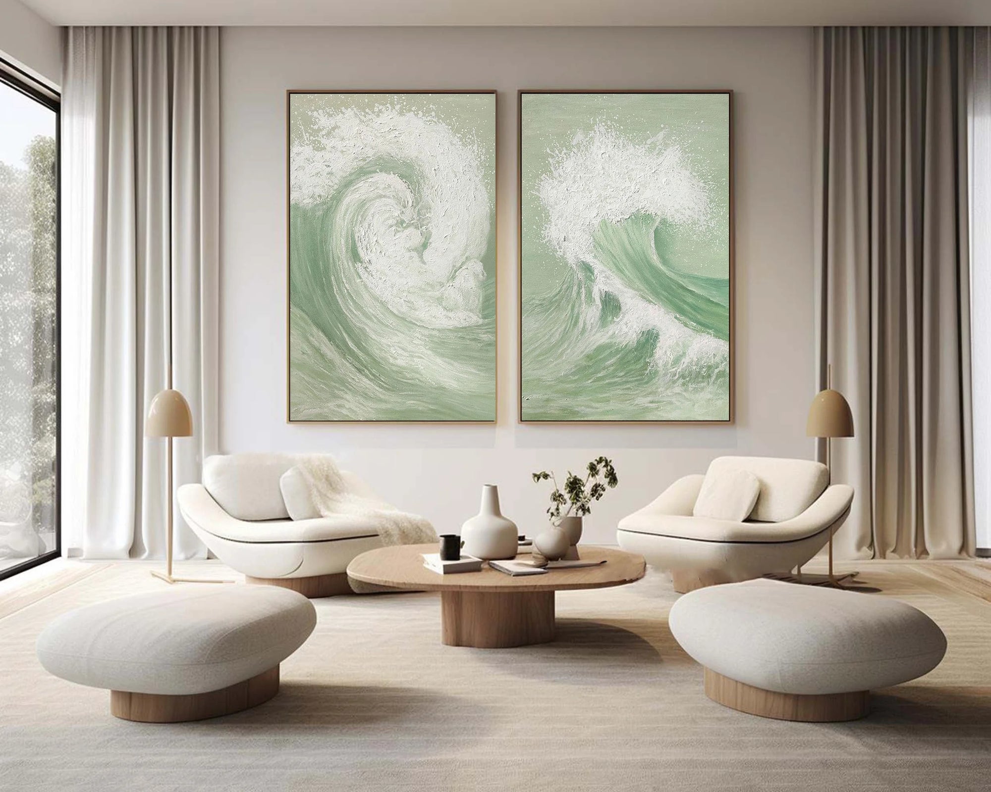 Multicolor Oceanic Symphony - Dual Abstract Wave Canvas Art Set Of 2 - Artwallpainting