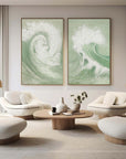 Multicolor Oceanic Symphony - Dual Abstract Wave Canvas Art Set Of 2 - Artwallpainting