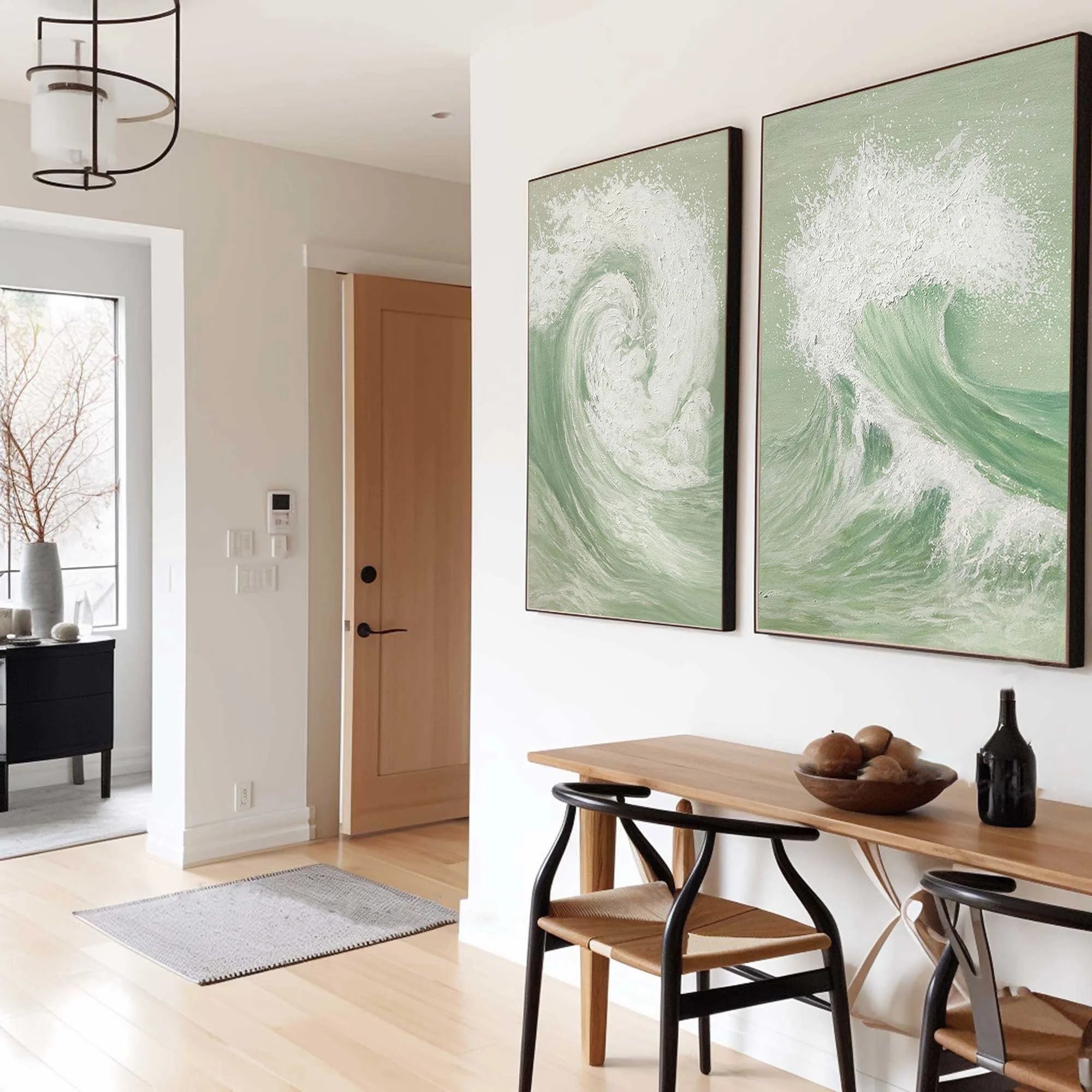 Multicolor Oceanic Symphony - Dual Abstract Wave Canvas Art Set Of 2 - Artwallpainting