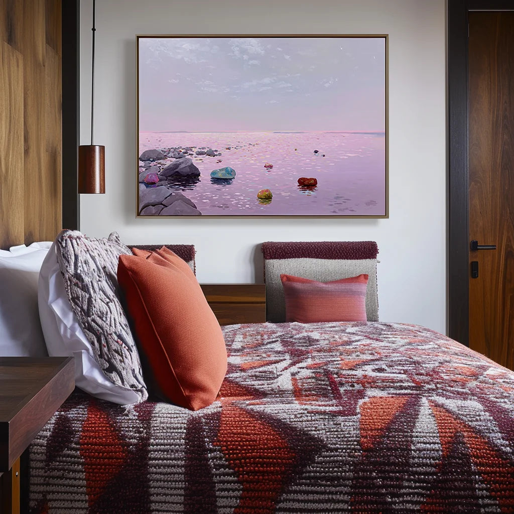Multicolor Pastel Horizon Abstract Seascape With Colorful Rock Accents - Artwallpainting