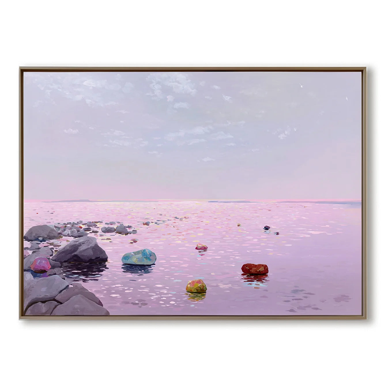 Multicolor Pastel Horizon Abstract Seascape With Colorful Rock Accents - Artwallpainting