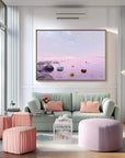 Multicolor Pastel Horizon Abstract Seascape With Colorful Rock Accents - Artwallpainting