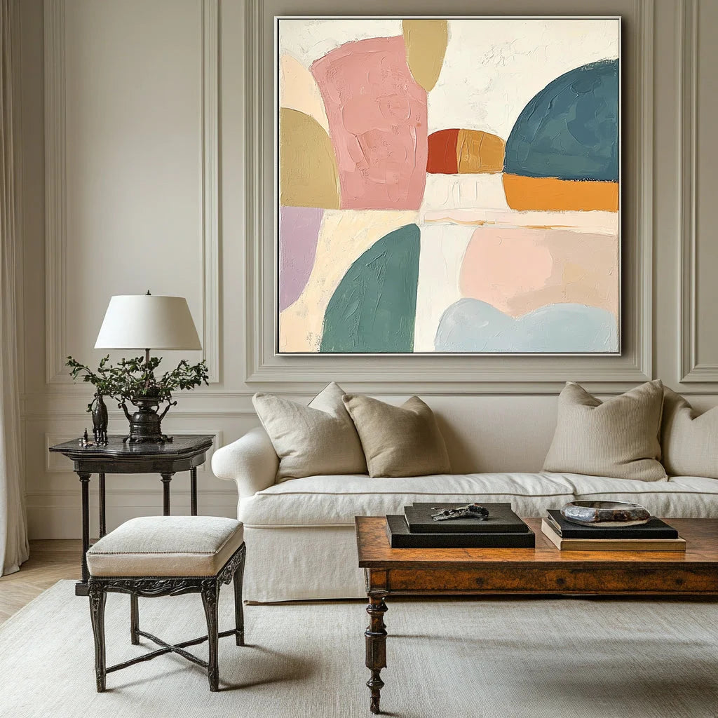 Multicolor Pastel Horizons Abstract Canvas - Artwallpainting