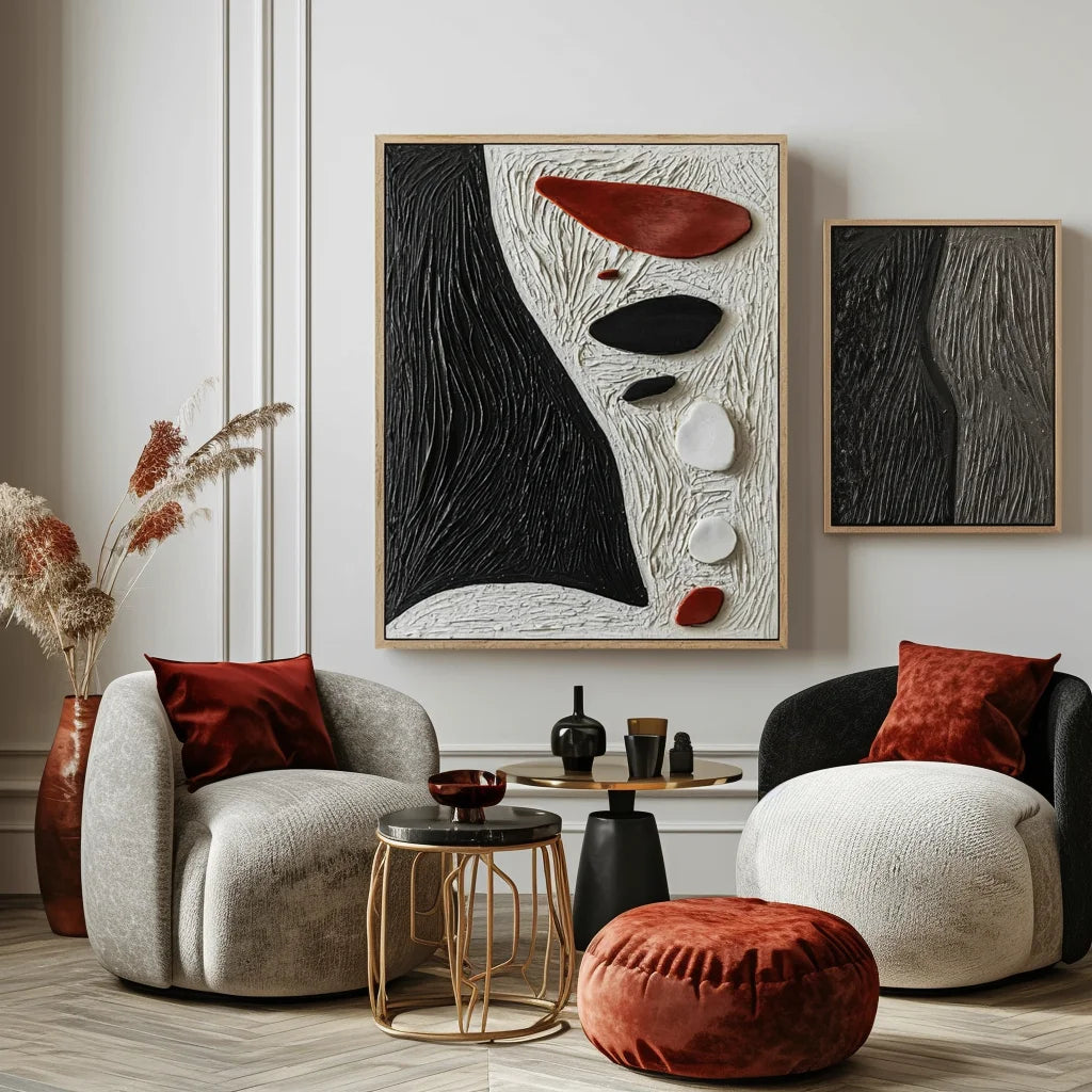 Multicolor Pebble Abstract Painting - Stone Signals - Artwallpainting