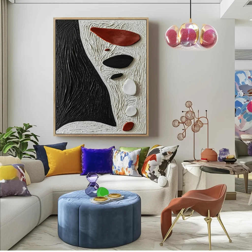 Multicolor Pebble Abstract Painting - Stone Signals - Artwallpainting