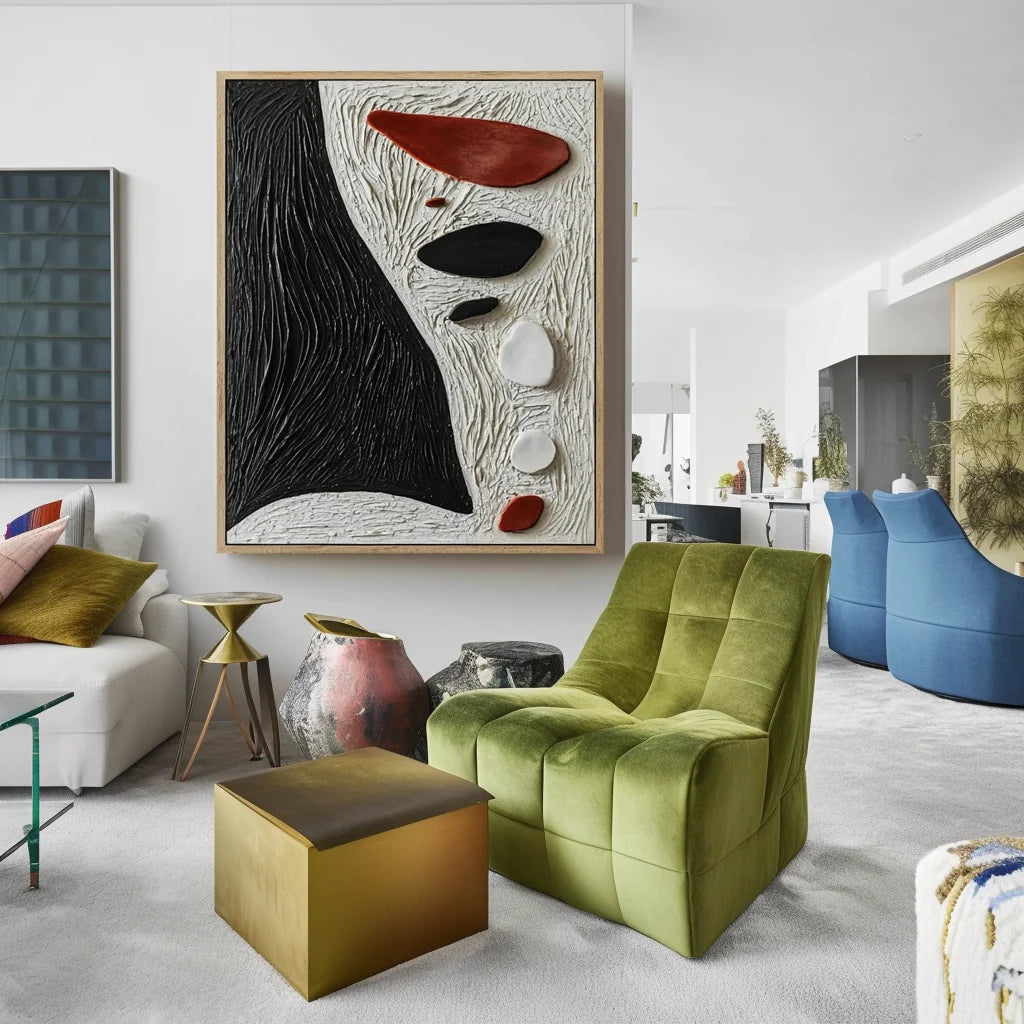 Multicolor Pebble Abstract Painting - Stone Signals - Artwallpainting