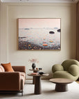 Multicolor Pebbled Horizon Abstract Seascape Textured Canvas Wall Art - Artwallpainting