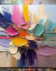 Multicolor Petal Symphony - Abstract Flower Impasto Canvas Art Painting - Artwallpainting