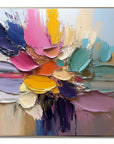 Multicolor Petal Symphony - Abstract Flower Impasto Canvas Art Painting - Artwallpainting