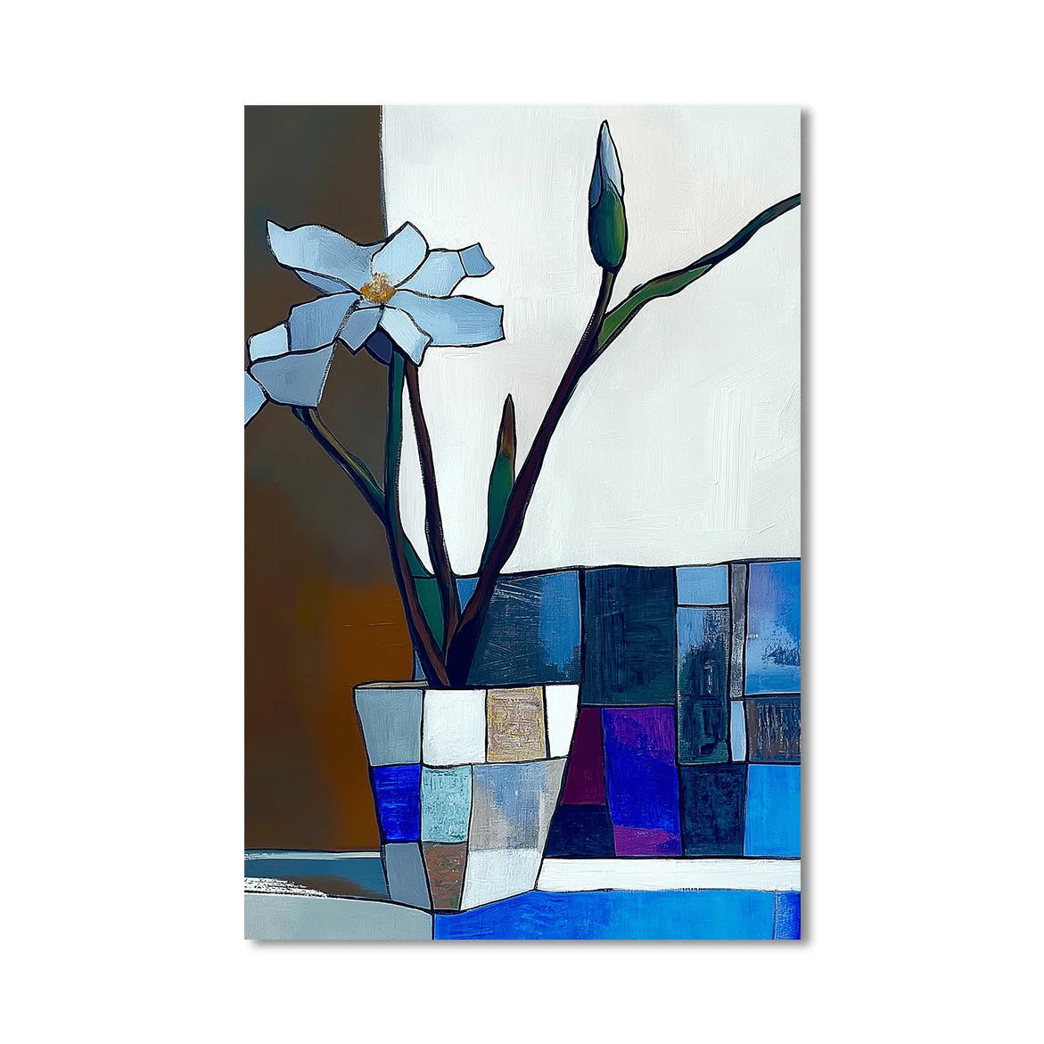 Multicolor Petals Of Solitude-Hand Drawn Texture Abstract Still Life Wall Art - Artwallpainting