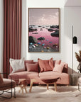 Multicolor Pink Horizon Abstract Seascape With Colorful Shore Stones - Artwallpainting