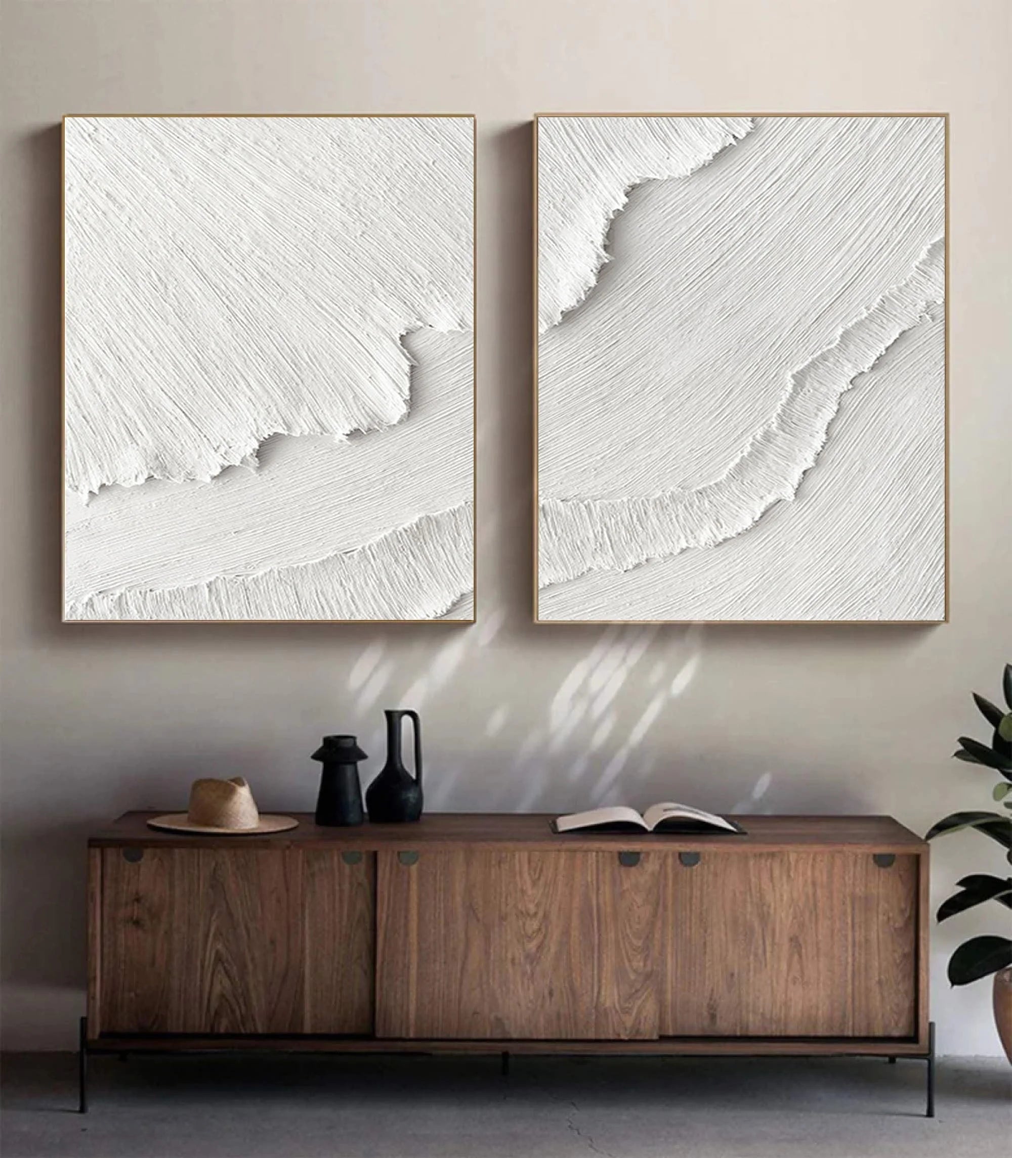 Multicolor Plaster 3D Textured Minimalist Abstract Art On Canvas Set Of 2 - Artwallpainting
