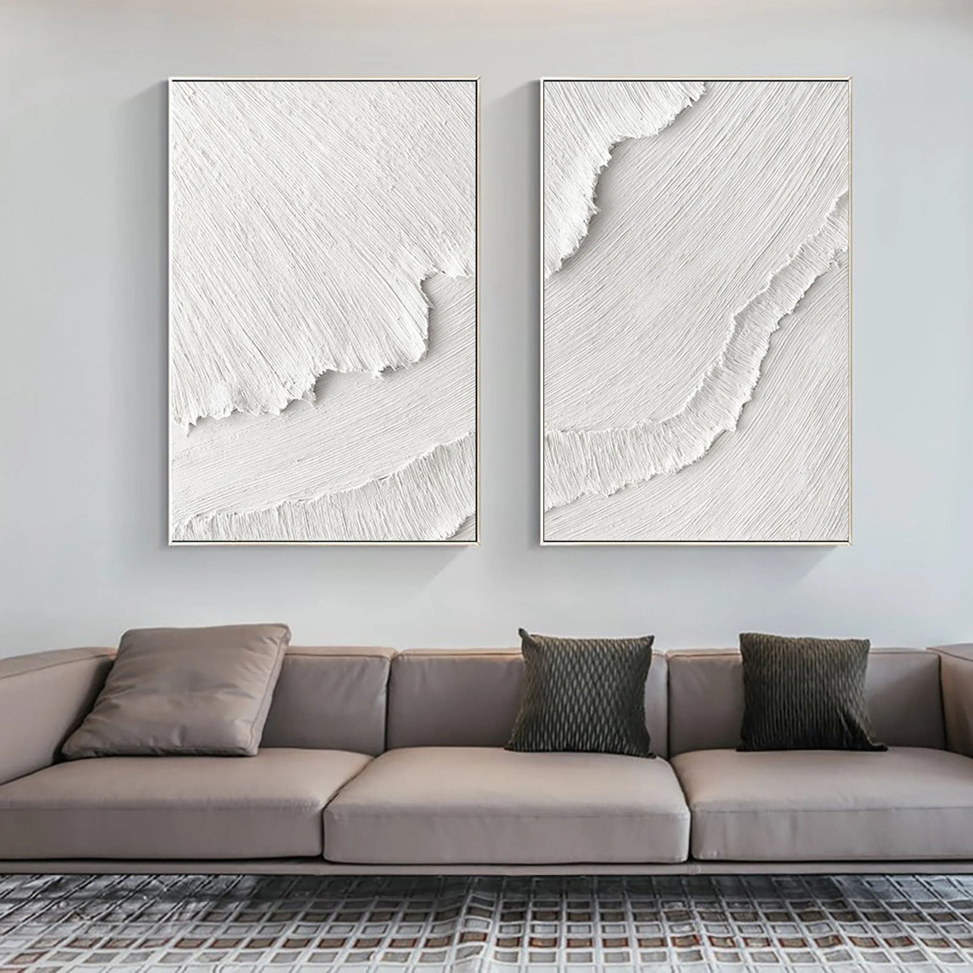 Multicolor Plaster 3D Textured Minimalist Abstract Art On Canvas Set Of 2 - Artwallpainting