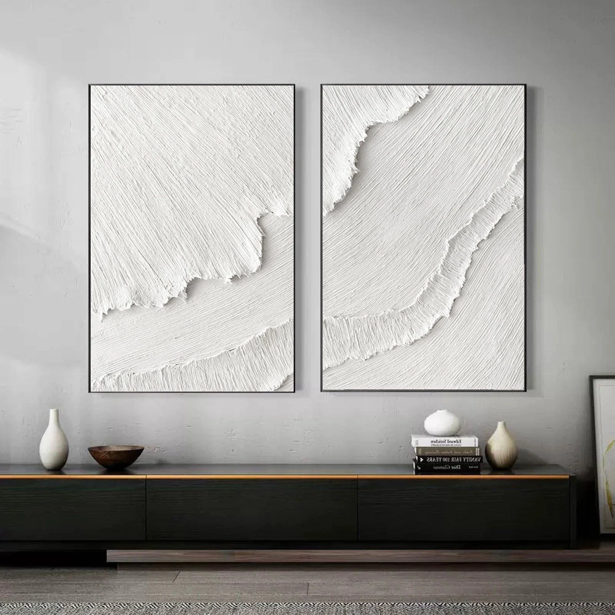 Multicolor Plaster 3D Textured Minimalist Abstract Art On Canvas Set Of 2 - Artwallpainting