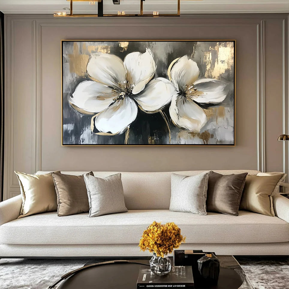 Multicolor Radiance Of Twin Blooms Canvas Painting For Home Decoration - Artwallpainting