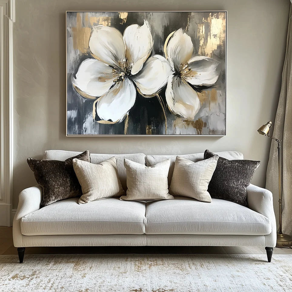 Multicolor Radiance Of Twin Blooms Canvas Painting For Home Decoration - Artwallpainting