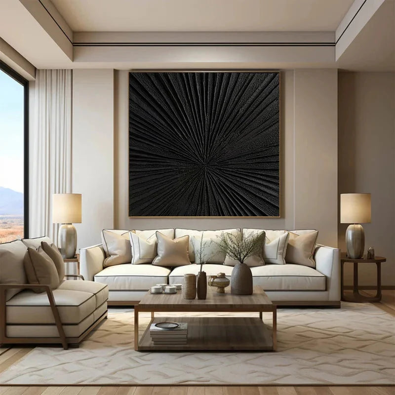 Multicolor Radiant Black-Modern Minimalist Radial Decorative Painting Wall Art - Artwallpainting