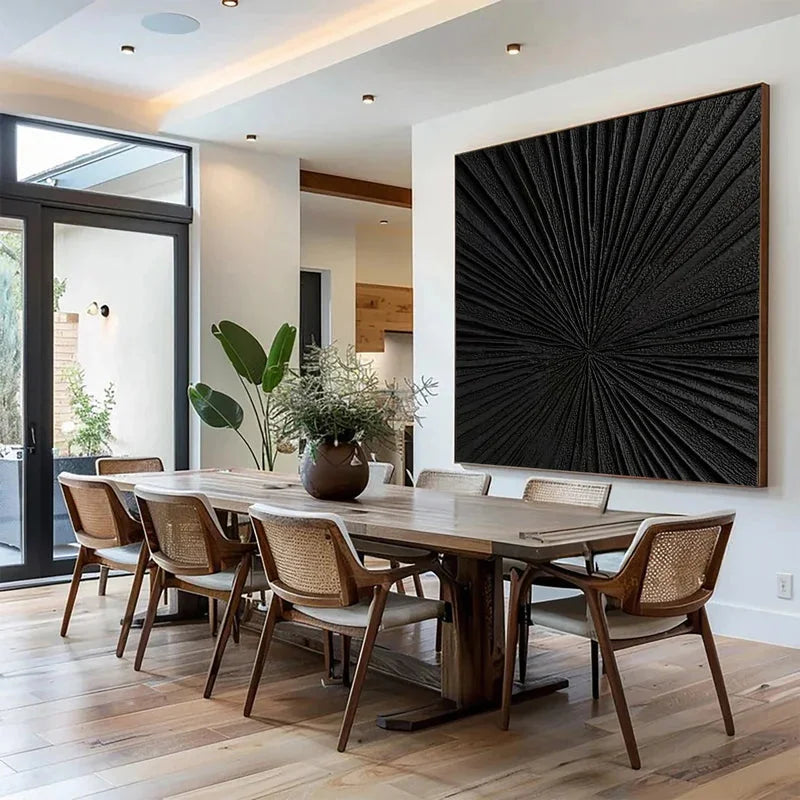 Multicolor Radiant Black-Modern Minimalist Radial Decorative Painting Wall Art - Artwallpainting