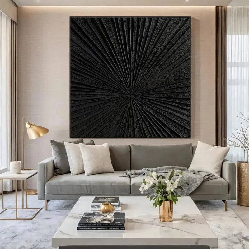 Multicolor Radiant Black-Modern Minimalist Radial Decorative Painting Wall Art - Artwallpainting