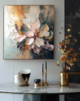 Multicolor Radiant Bloom - Hand Drawn Thick Painted Floral Wall Art In Modern Interior Design - Artwallpainting