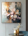 Multicolor Radiant Bloom - Hand Drawn Thick Painted Floral Wall Art In Modern Interior Design - Artwallpainting