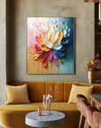 Multicolor Radiant Bloom-Hand-Painted Abstract Oil Painting With High Saturation Color, Wall Art - Artwallpainting