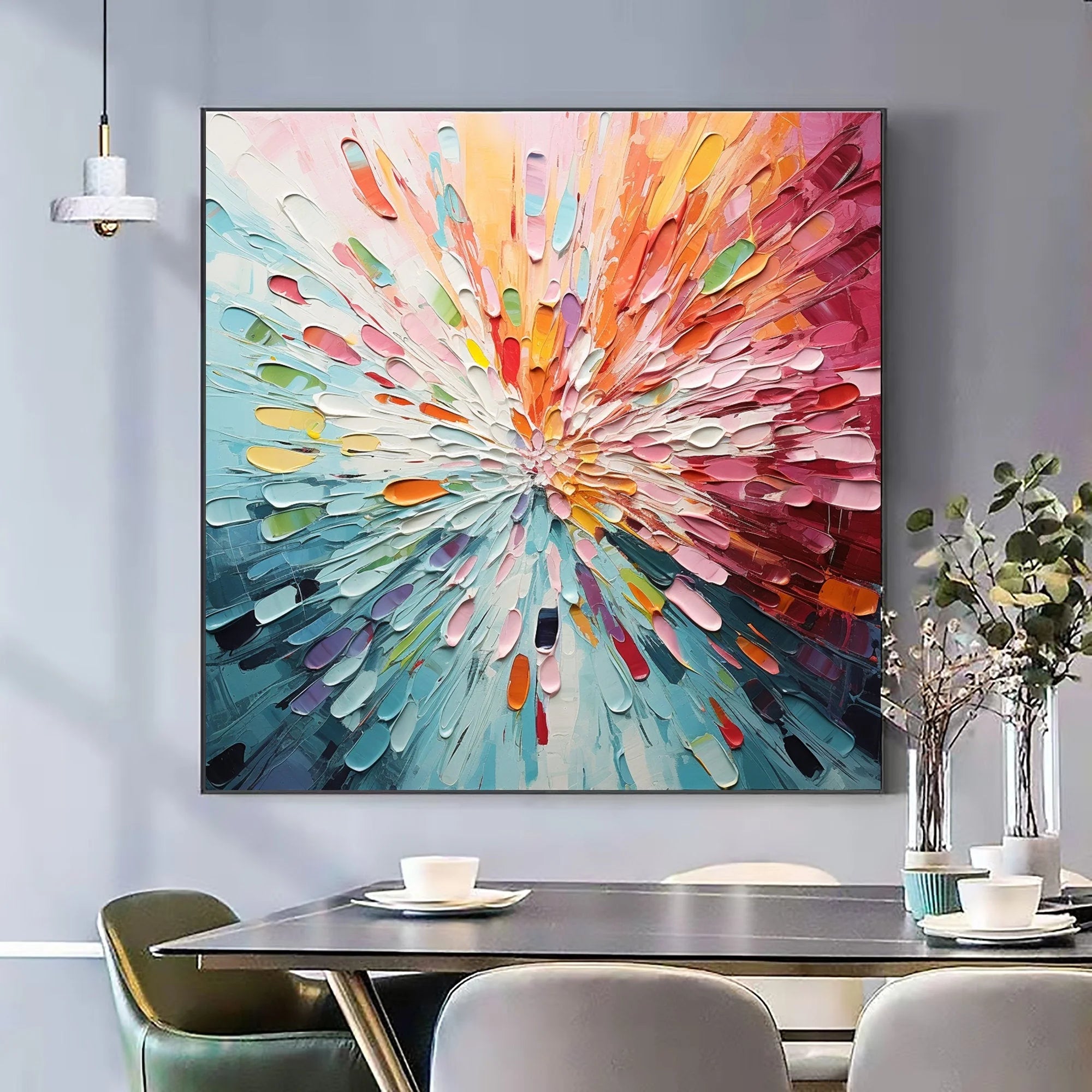 Multicolor Radiant Burst - Vibrant Abstract Wall Art - Artwallpainting