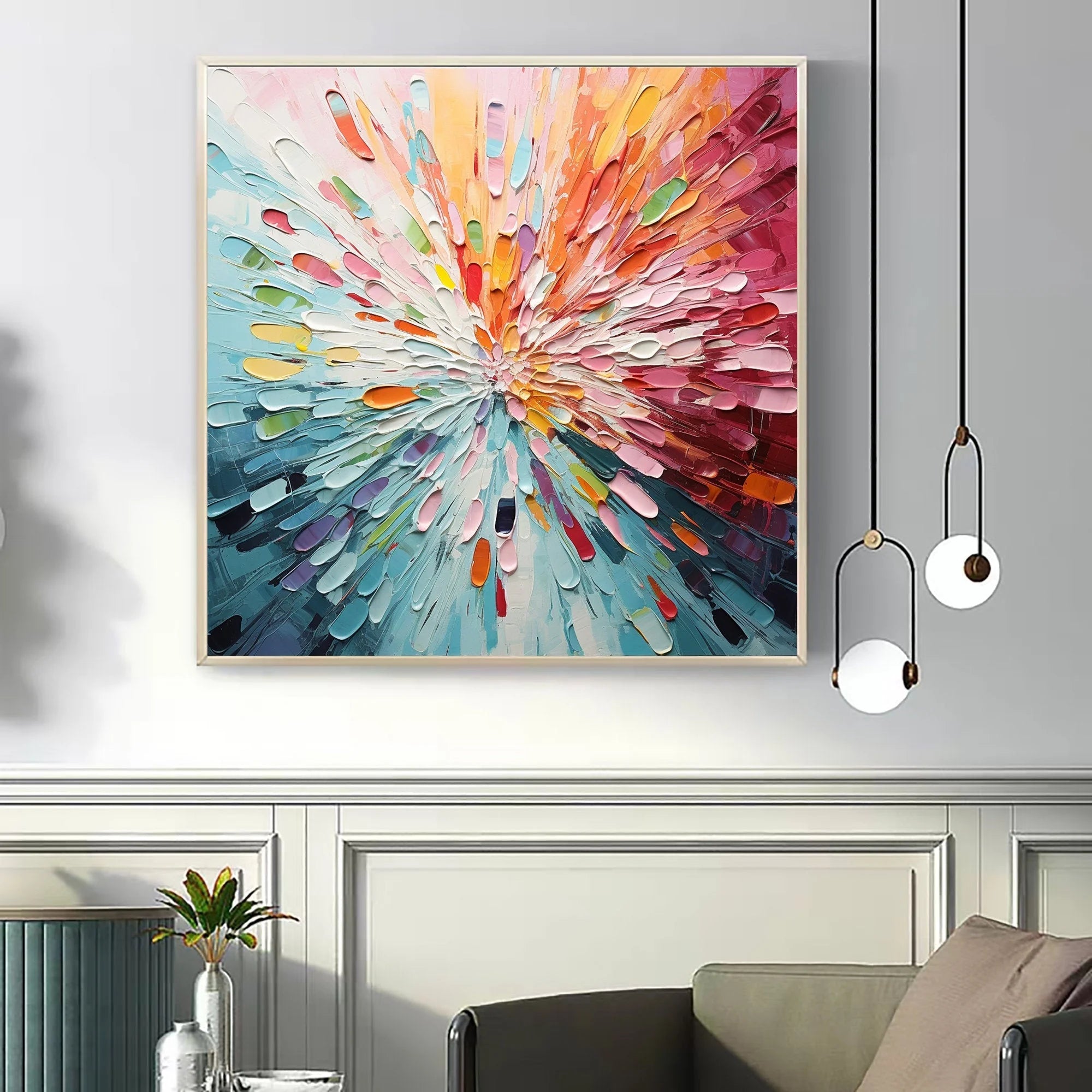 Multicolor Radiant Burst - Vibrant Abstract Wall Art - Artwallpainting