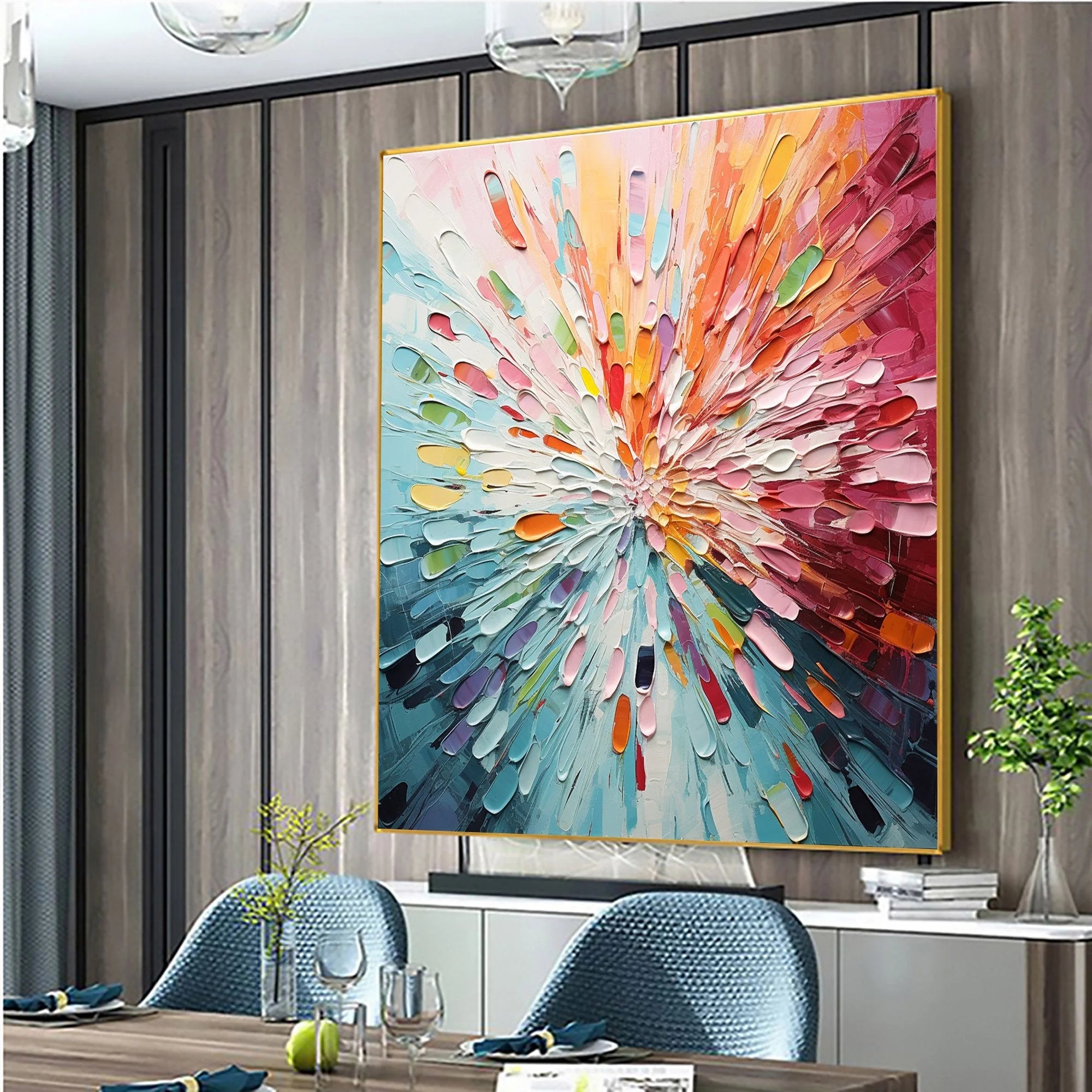 Multicolor Radiant Burst - Vibrant Abstract Wall Art - Artwallpainting