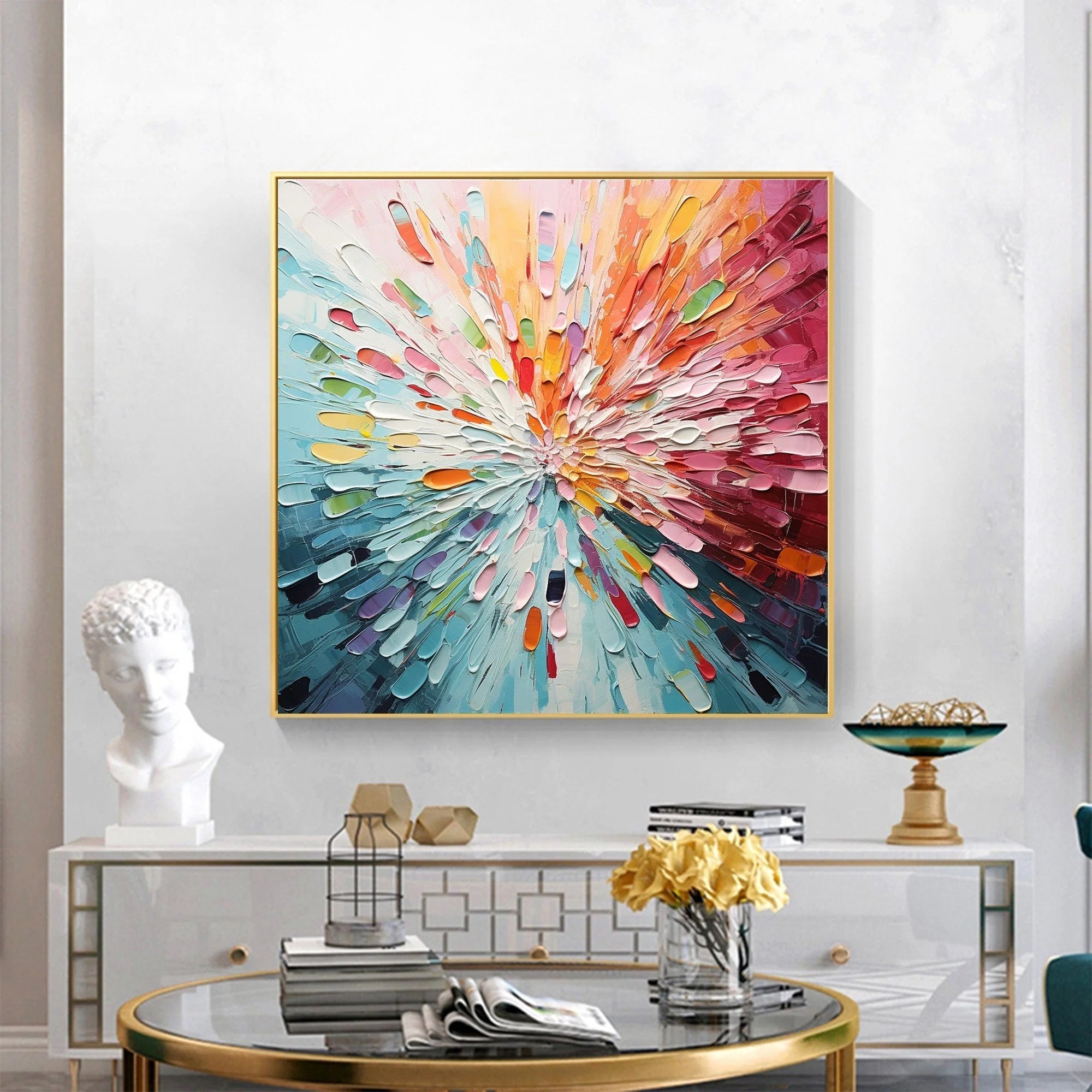 Multicolor Radiant Burst - Vibrant Abstract Wall Art - Artwallpainting