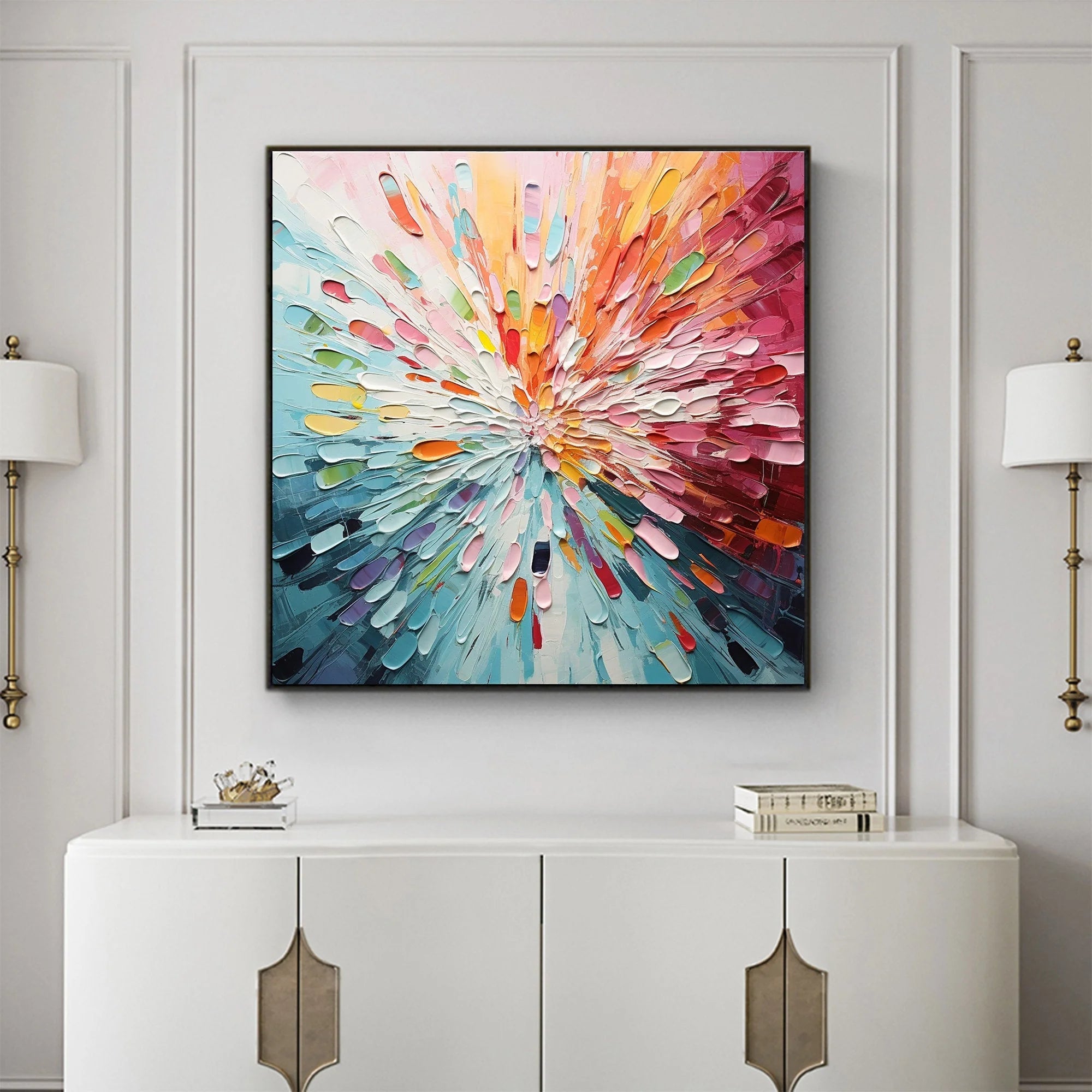 Multicolor Radiant Burst - Vibrant Abstract Wall Art - Artwallpainting