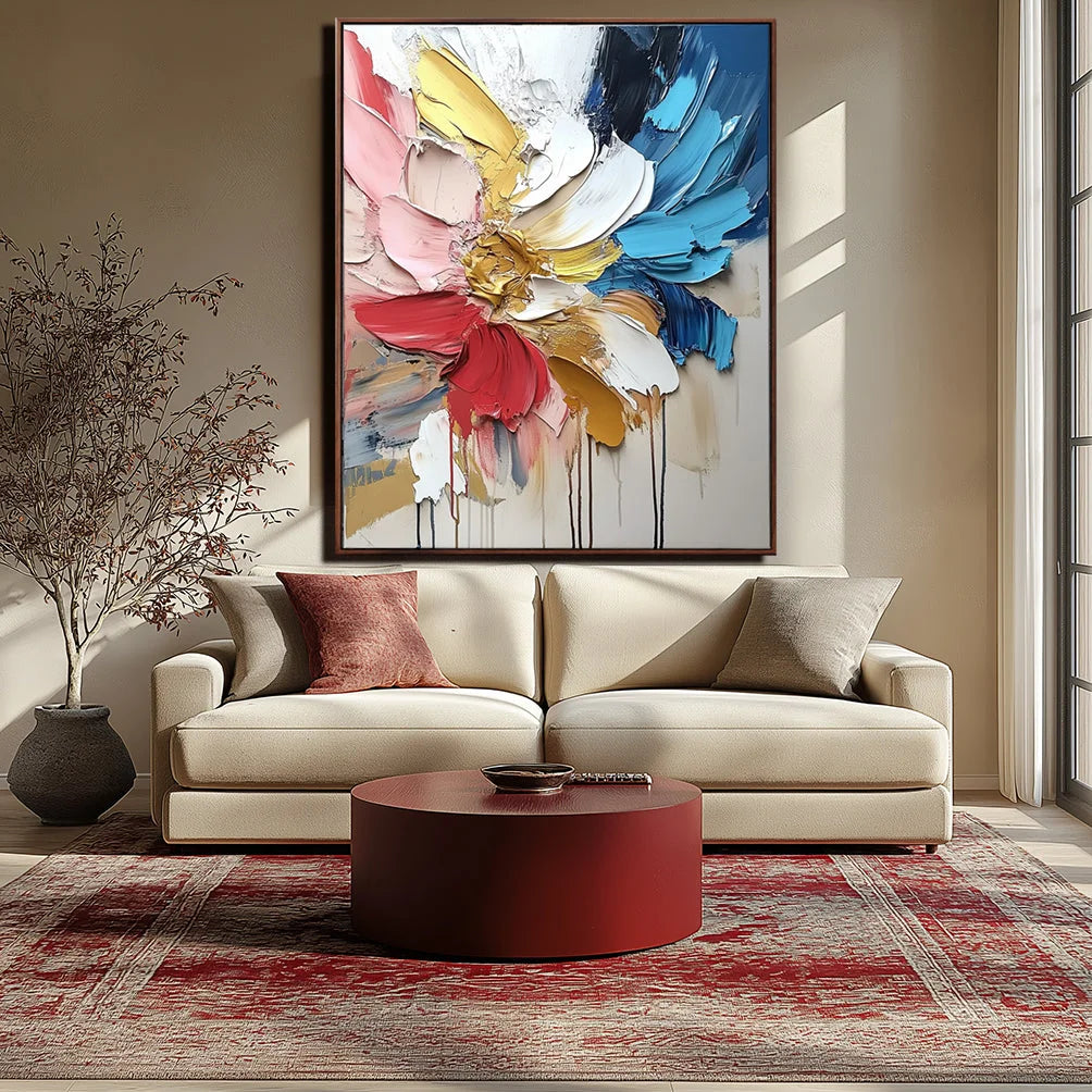Multicolor Radiant Floral Cascade A Canvas Painting For Home Decoration - Artwallpainting