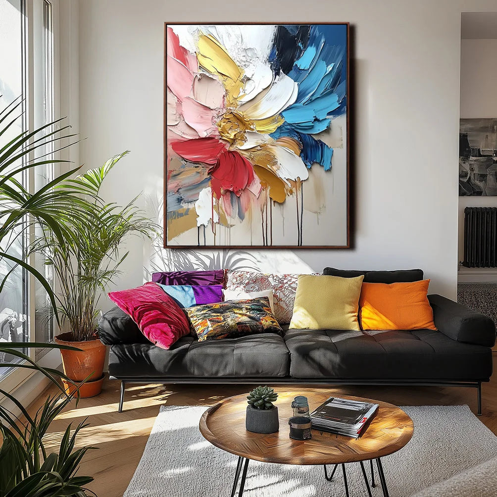 Multicolor Radiant Floral Cascade A Canvas Painting For Home Decoration - Artwallpainting