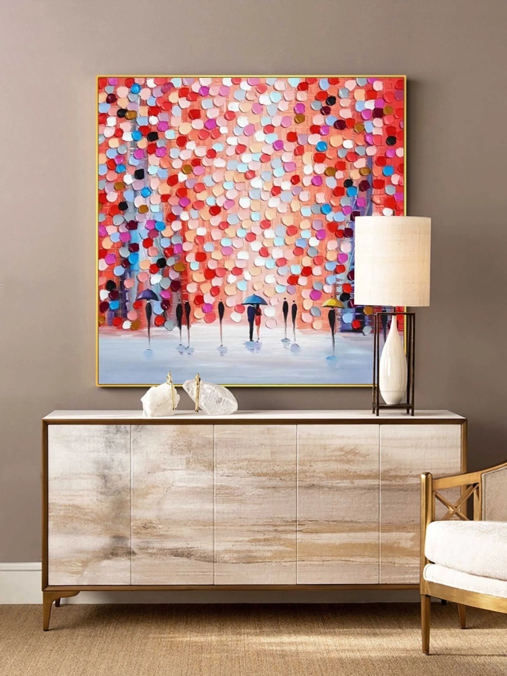 Multicolor Rain Of Colors - Abstract Figurative Painting - Artwallpainting