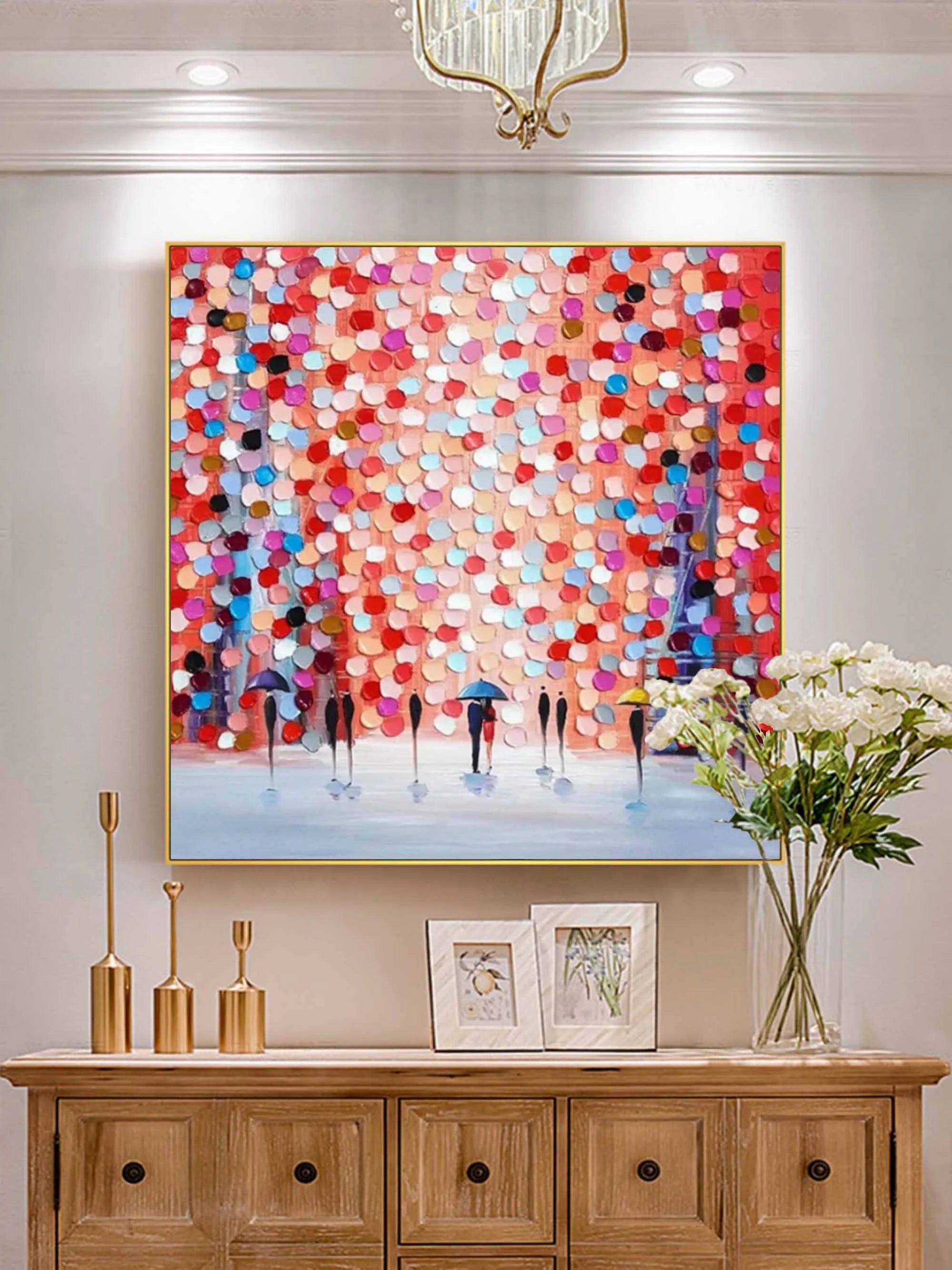 Multicolor Rain Of Colors - Abstract Figurative Painting - Artwallpainting