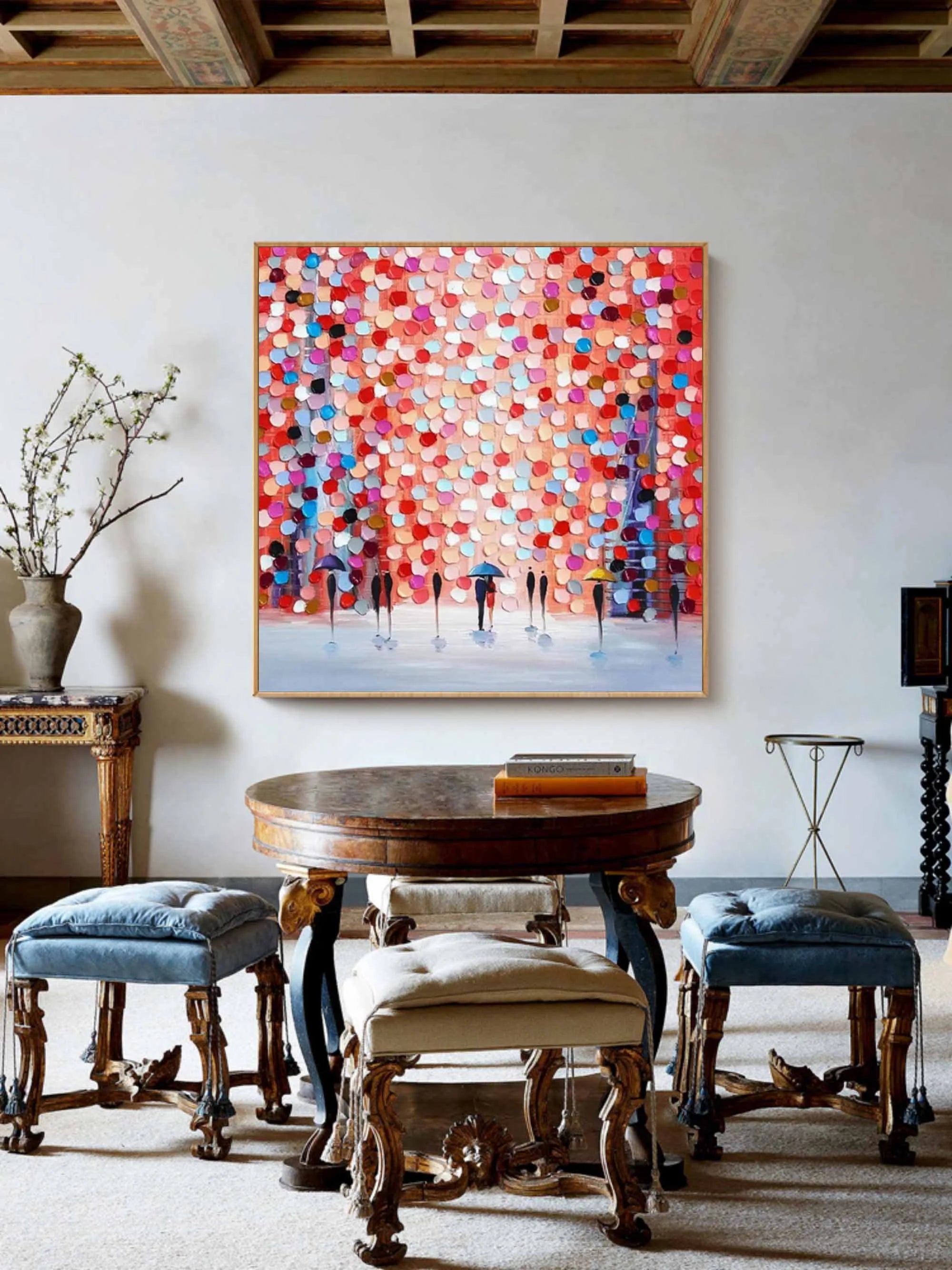 Multicolor Rain Of Colors - Abstract Figurative Painting - Artwallpainting